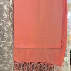 Peach Coral/ Watermelon 100% Silk Wrap/Shawl NEW.  Reversible